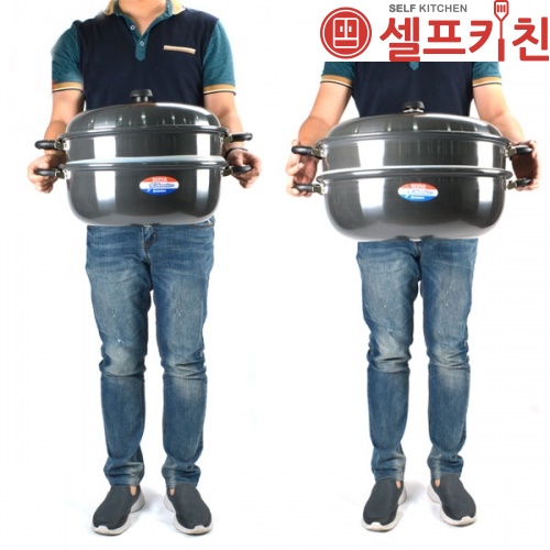 경질찜솥 2단 찜솥 찜기 떡시루 실리콘바킹 고무패킹 수육 해물 물솥1+채반1